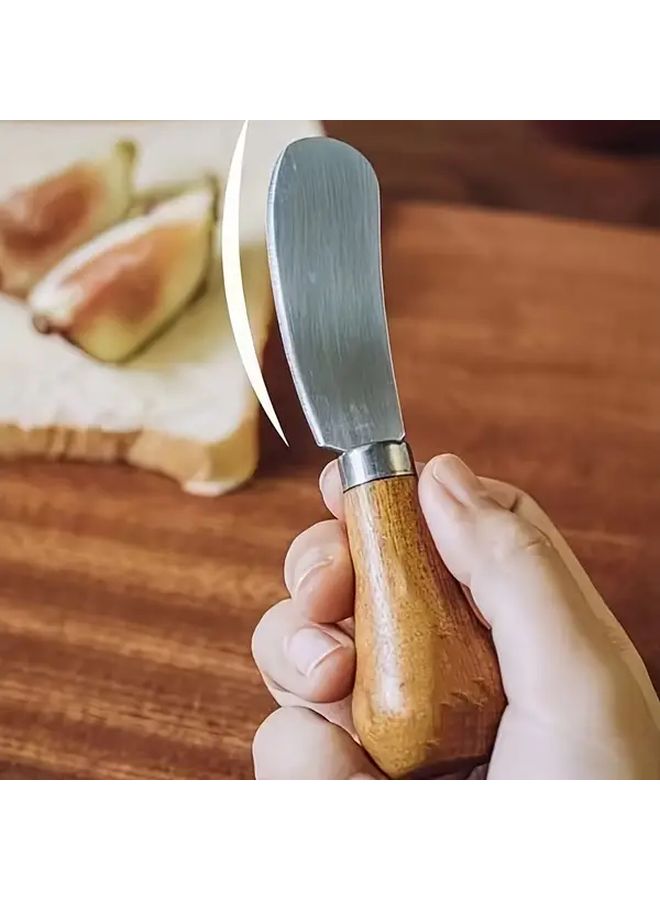 Wooden Handle Stainless Steel Cheese Spreader Heavy Duty Ergonomic Grip For Kitchen Restaurant - Image 5